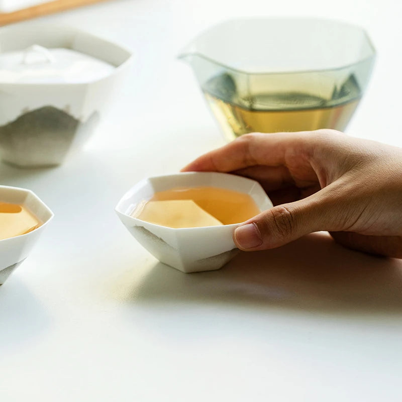 Elegant Watch Hill Galss Heptatomic Tea Set Kit Handmade 1 Pot 2 Cups Tea Maker Camping Organizer Tableware Accessories Ornament