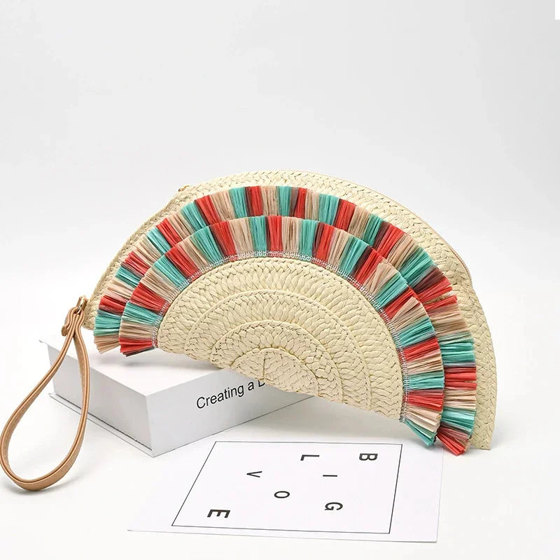 European And American Retro Woven Tassel Handbag Women's Summer Beach Vacation Niche Design Commuter Straw Dumpling Bag
