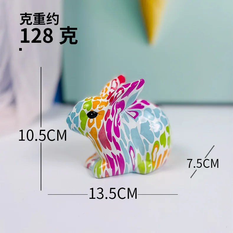 European Rabbit Ornaments Modern Creative Home Ornaments Colorful Resin Crafts Living Room TV Cabinet Ornaments