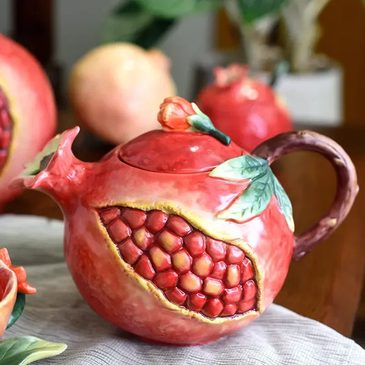European hand painted pomegranate ceramic coffee pot Coffee cup set home afternoon tea teapot tea cup set sugar jar