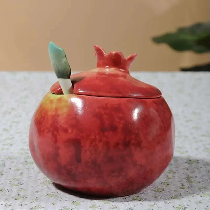 European hand painted pomegranate ceramic coffee pot Coffee cup set home afternoon tea teapot tea cup set sugar jar