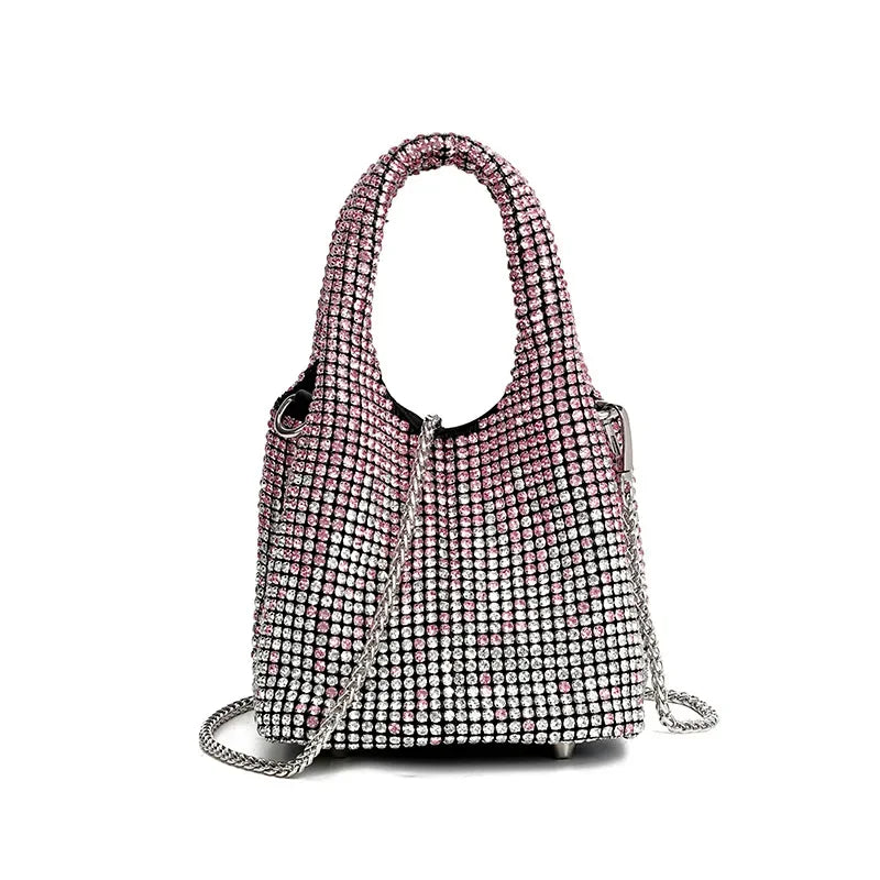 Evening Bag New Style Full Diamond Ladies Handbag Gradient Color Bucket Bag Shoulder Crossbody Bag for Women Luxury Handbags