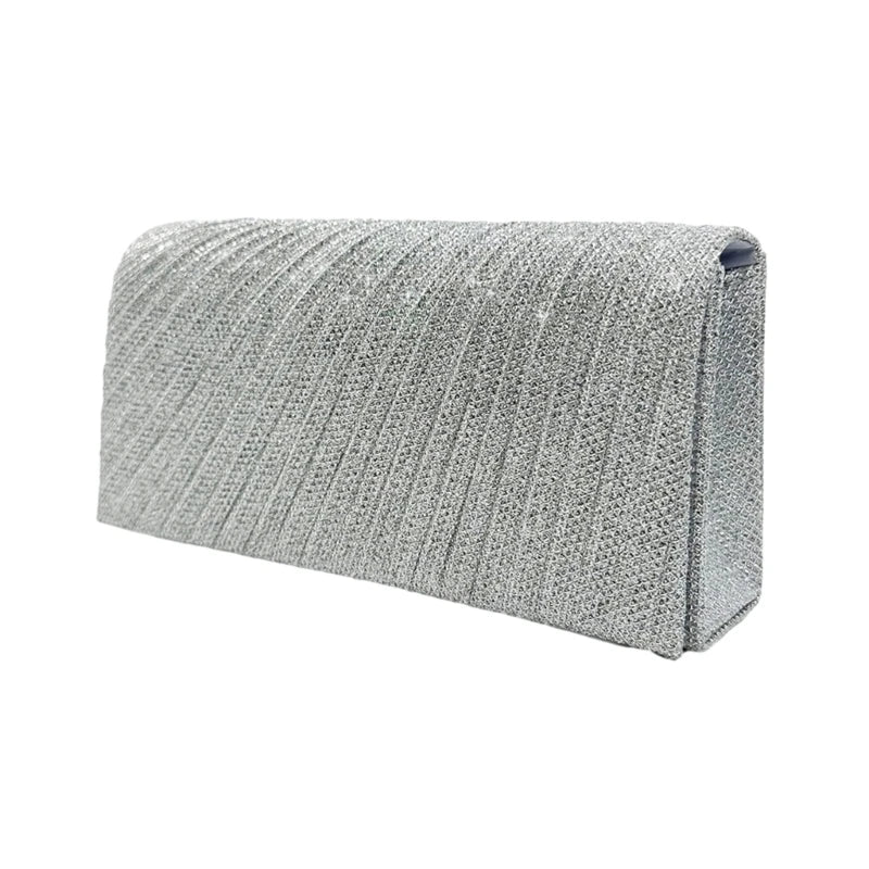 Evening Clutch Purse Sparkling Party Pleated Handbag for Weddings and Parties