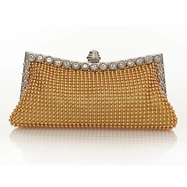 Evening Gold Clutch Bag Glitter Bead Funky Designer Elegant Woman Party Bags Fashion Bridal Purse Silver Handbags Female Night