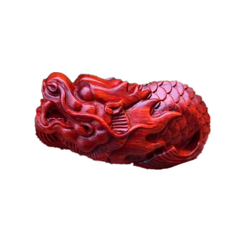 Exquisite Blood Wood Artistry Fish Transforming to Dragon Carp - Men's Crafted Collectible Animal, Woodwork Carving Decor