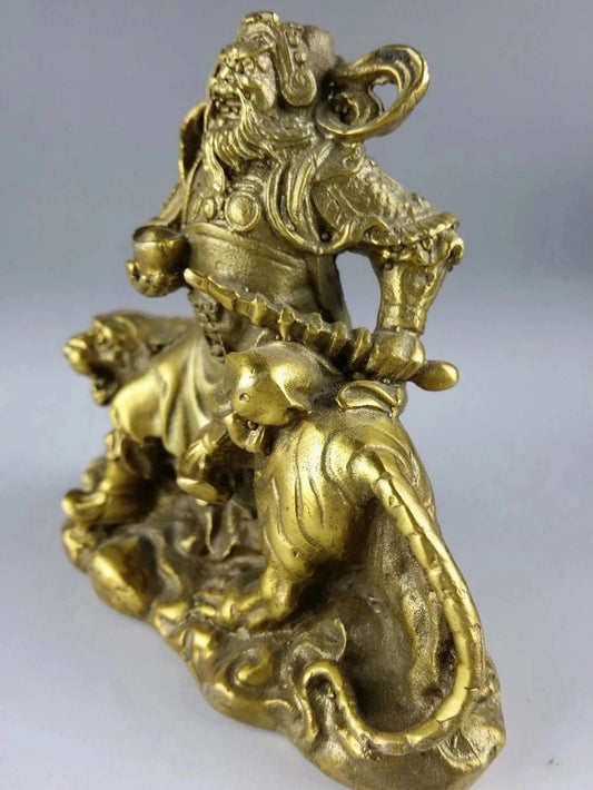 Exquisite China Bronze Wealth Evil spirits Uranus Tiger Statue metal handicraft