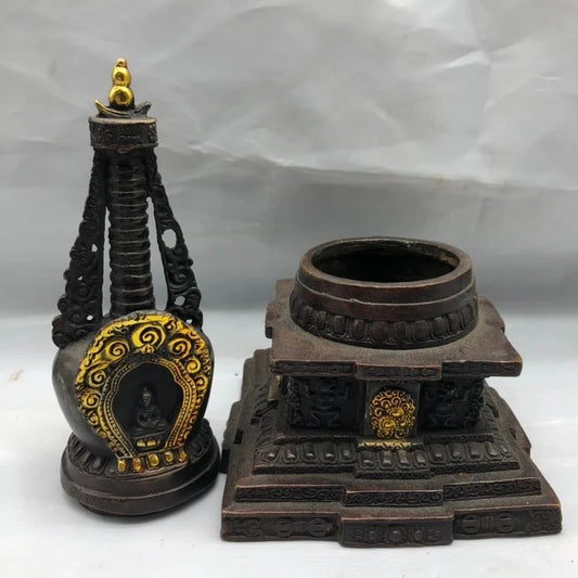 Exquisite Red Copper (tower Furnace) Decoration Buddhism Statue