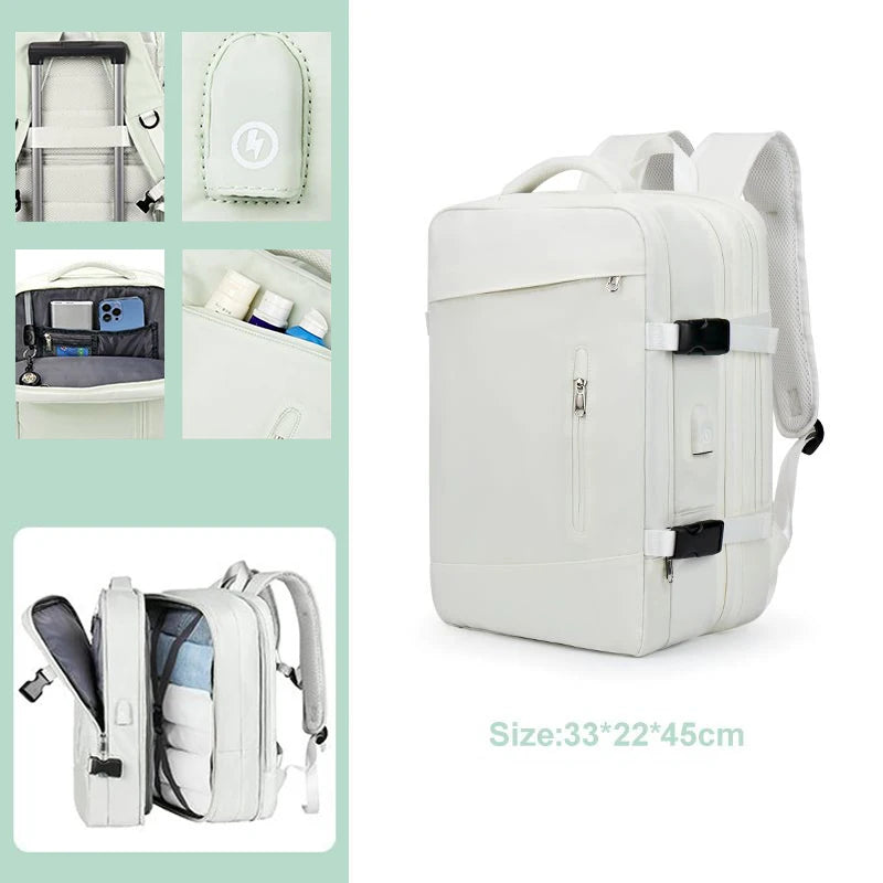 Extendible Travel Backpack Unisex Laptop Bag Women Large Luggage Bags Men's Students Business Trip USB Charge Mochila Backpacks