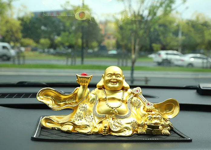 FREE SHIP # HOME CAR SHOP GOOD talisman God of wealth Maitreya Mammon buddha statue + GOOD LUCK bring fortune gold card Amulet