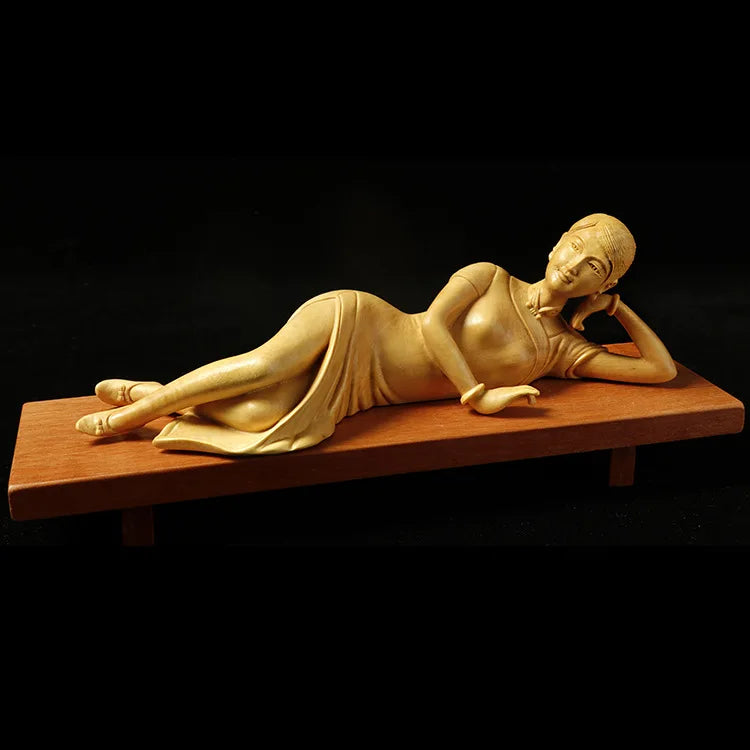 Factory wholesale boxwood wood carving beauty new Chinese home decoration study room living room decoration crafts