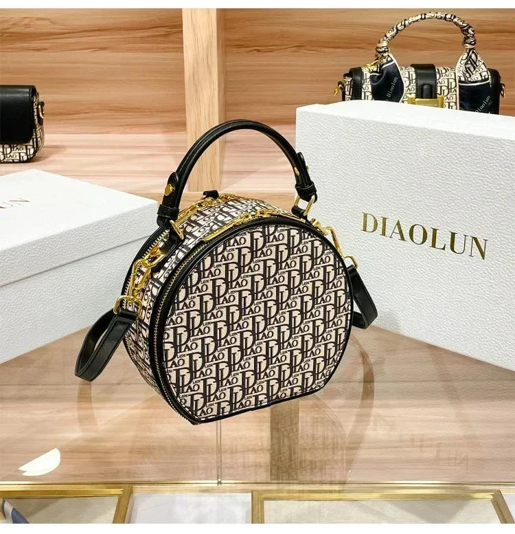 Famous Designer Luxury Brand Embroidered Small Round High Quality Shoulder Messenger Bags Women Purse And Handbags