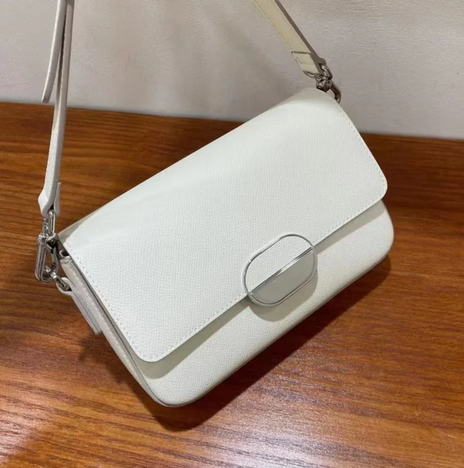 Fashion All-match Casual Crossbody Bag 2024 New Niche Light Luxury Genuine Leather Handbags Female Solid Commuter Bolsas Mujer