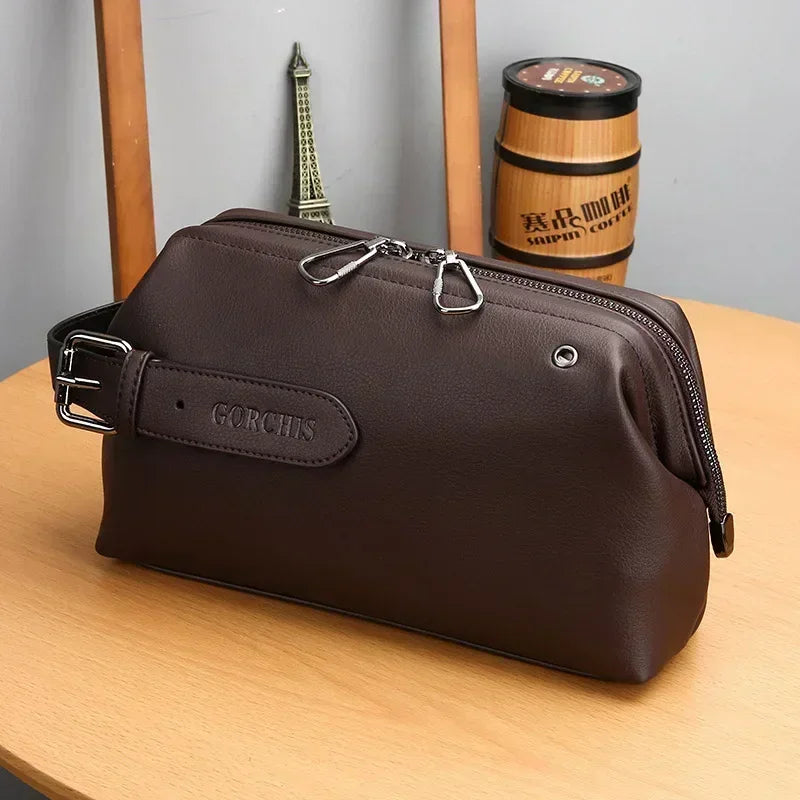 Fashion Brand Design Men's Clutch Bags High Quality Leather Men Business Handbags Casual Trip Clutches Wallets Toiletry Bag Zip