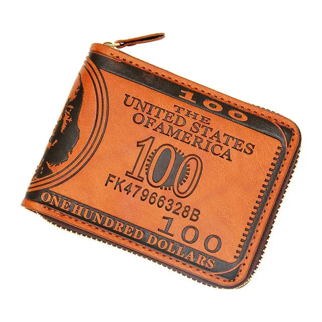 Fashion Business Wallet For Men Vintage PU Leather Coin Purse Large Capacity Man Card Holders Zipper Short Money Clip