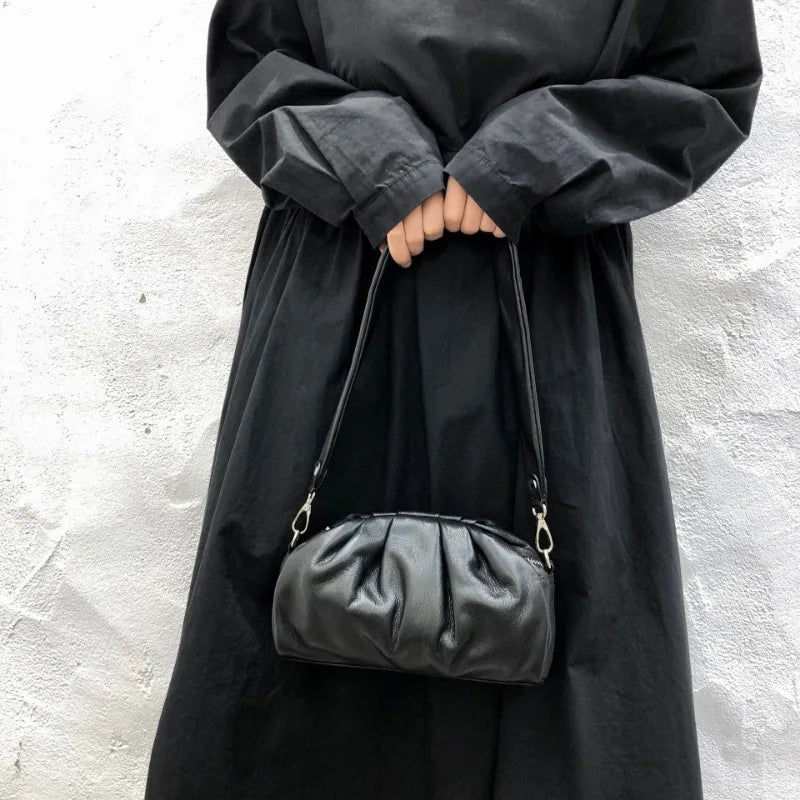 Fashion Commuter Pleated Crossbody Shoulder Bags Simple Solid All-match Handbags Purses Clutch Versatile Luxury Bolsas Mujer