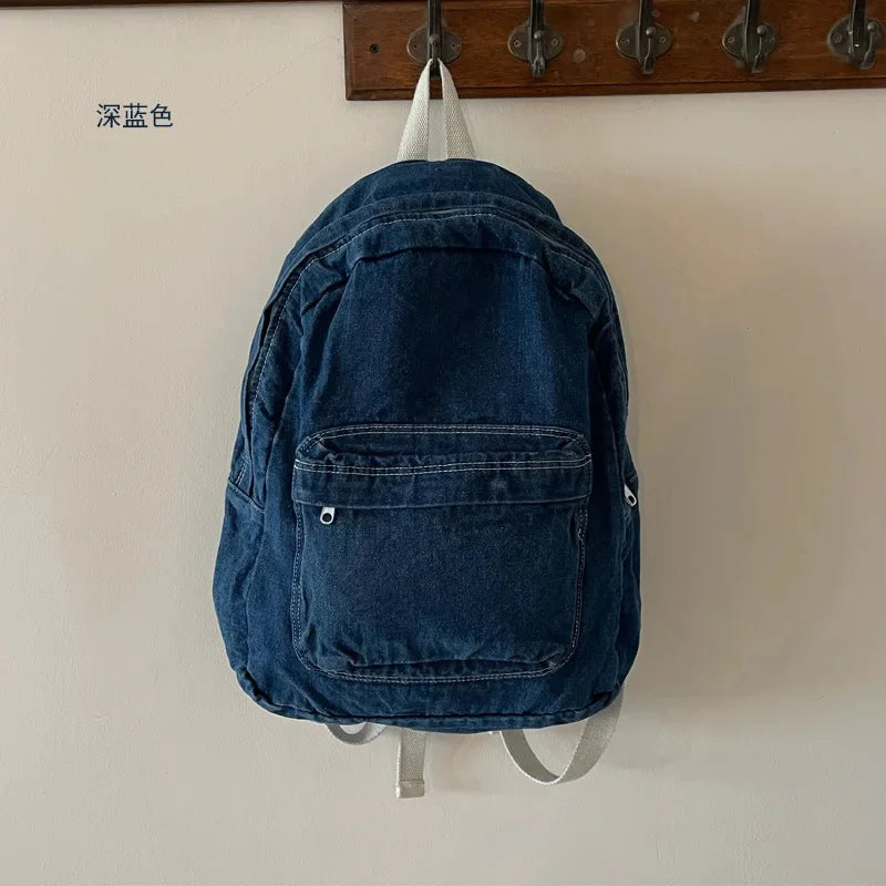 Fashion Denim Women's Casual Simple Women Travel Backpack Large Capacity Student School Bags For Girls