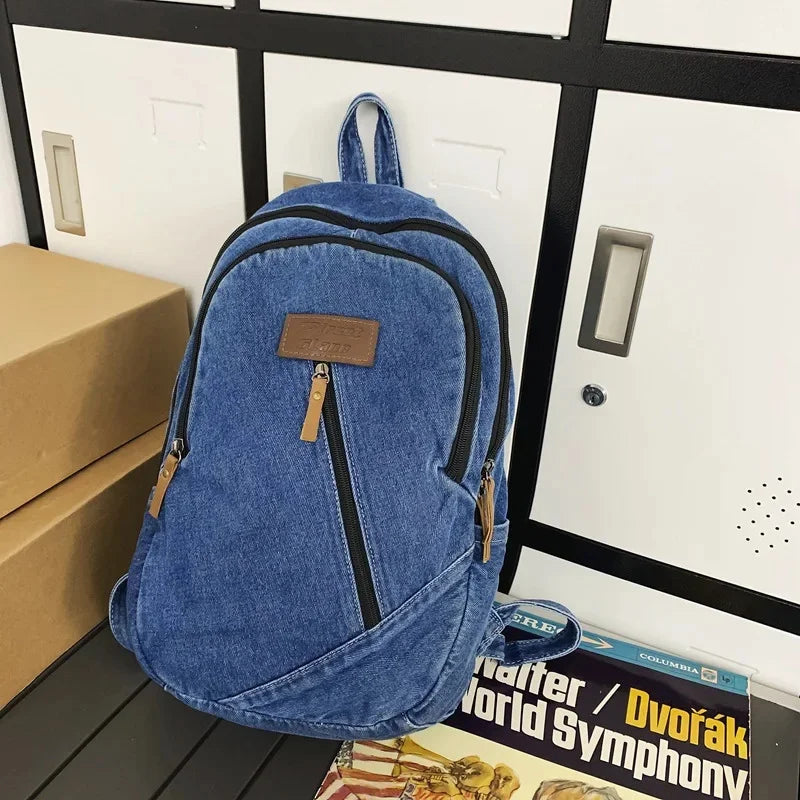 Fashion Denim Women's Simple Small Feminina Travel Backpack Casual Large Capacity Student School Bags For Girls