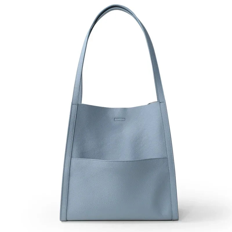 Fashion Elegant Commuter Tote Bags Women 2024 New All-match Large Capacity Shoulder Bag Simple Design Cowhide Leather Handbag