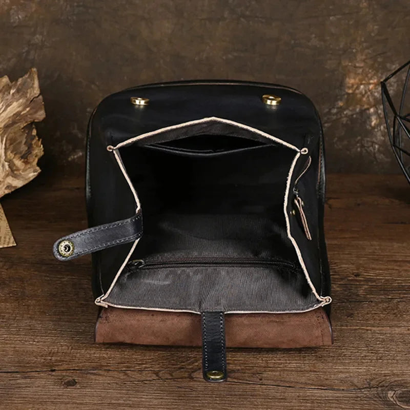 Fashion Genuine Leather Women's High Quality Cowhide School Bag For Girls Simple Casual Ladies Travel Backpack