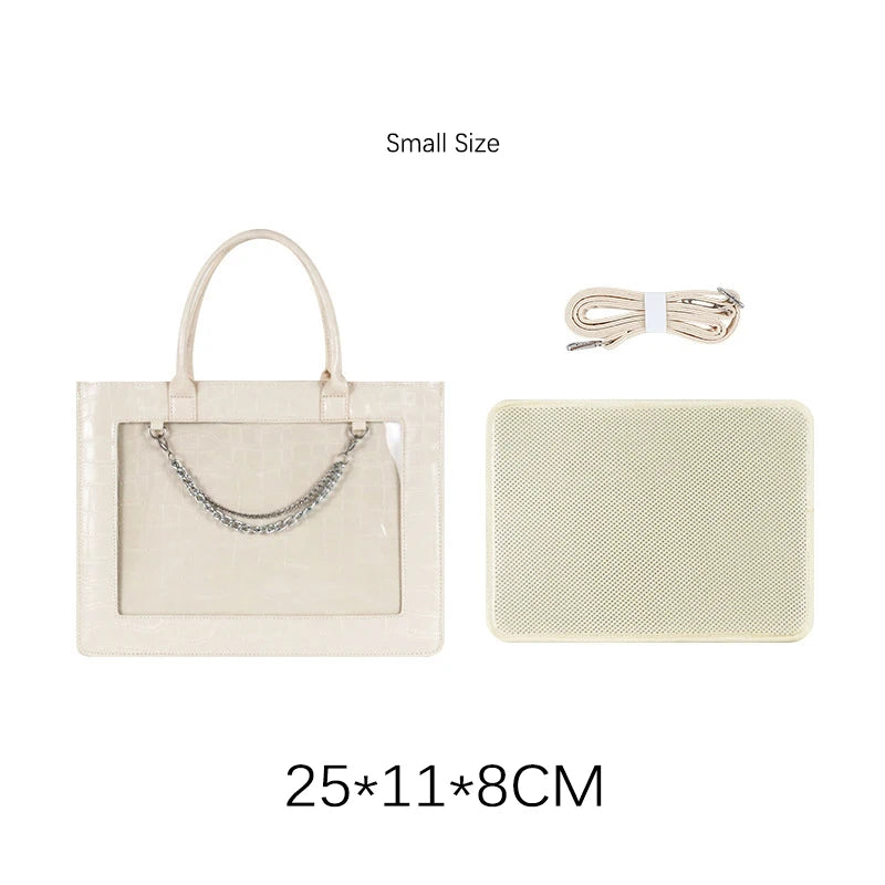 Fashion Gilrs Lolita Crocodile Grain JK HandBags Totes Female Transparent Layer Chains Briefcases Shoulder Bags Itabags