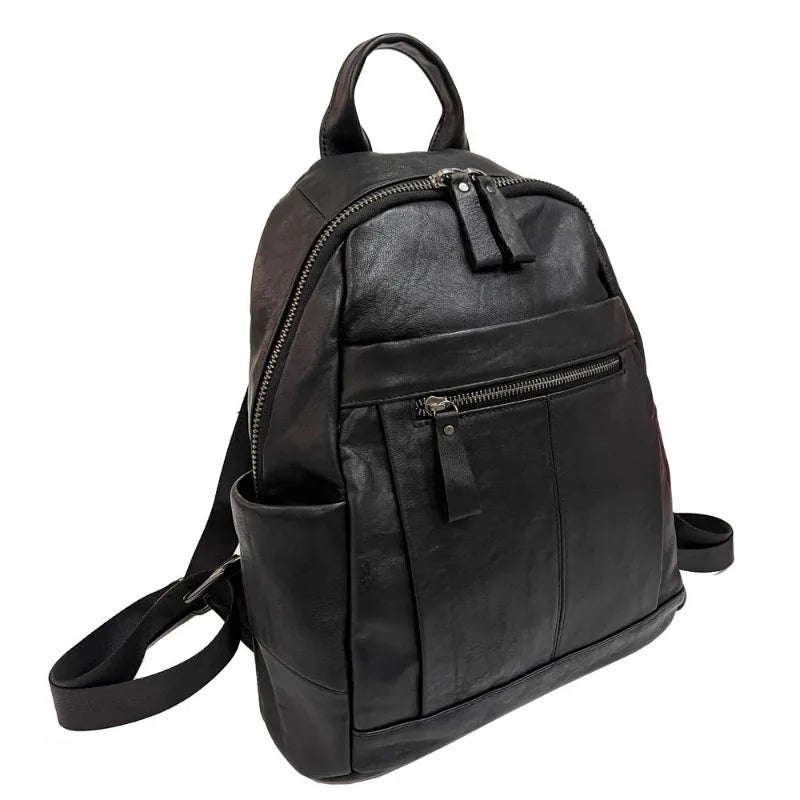 Fashion Large Capacity Genuine Leather Backpacks All-match Soft Casual Travel Shoulder Bags 2024 New Versatile Bolsas Mujer