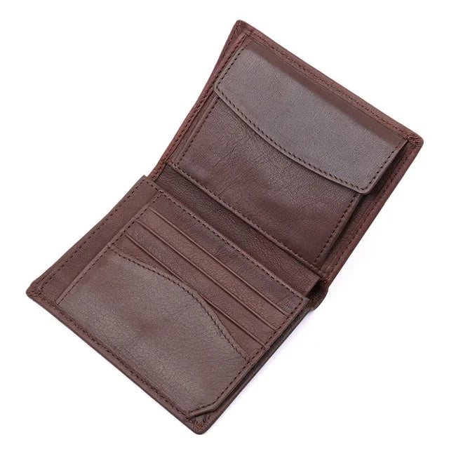 Fashion Leather Men RFID Functional Coin Purse Slim Short Pocket Wallet Real Cowskin For Man crhistmas gift