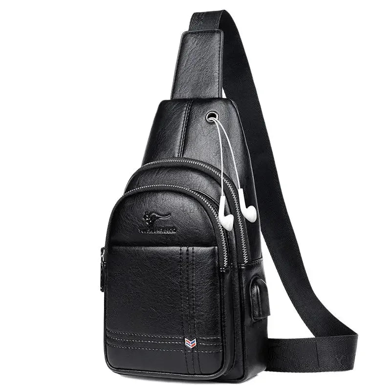 Fashion Leather Men's Chest Casual Business Messenger Outdoor Man Crossbody Large Capacity Sling Bag