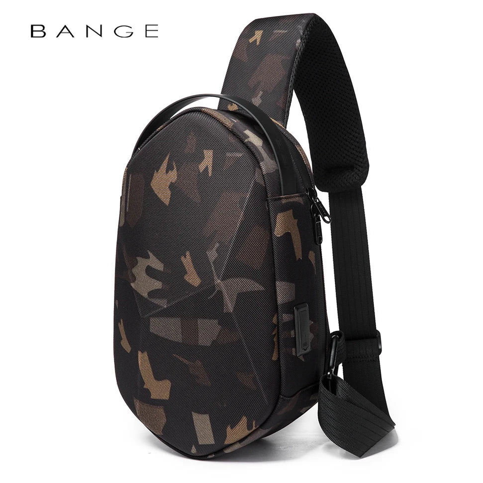 Fashion Men's Bag Shoulder Bag Multifunction Anti-theft Waterproof Male Crossbody Bag Casual Short Trip Chest Pack USB Charging