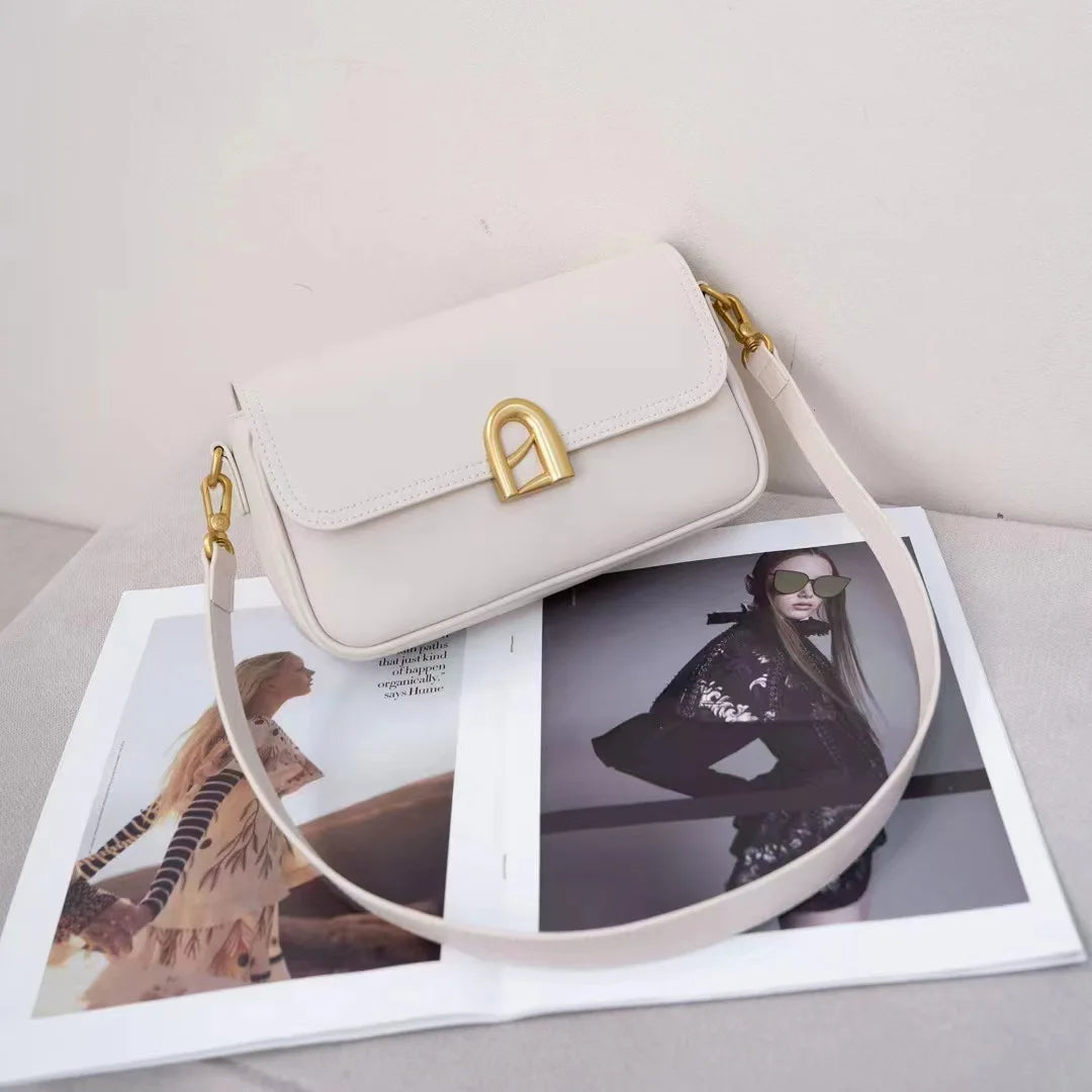 Fashion Metal Buckle Flip Tofu Square Bags Elegant Simple Commuter Crossbody Shoulder Bag Ladies Luxury Classic Handbags Purse