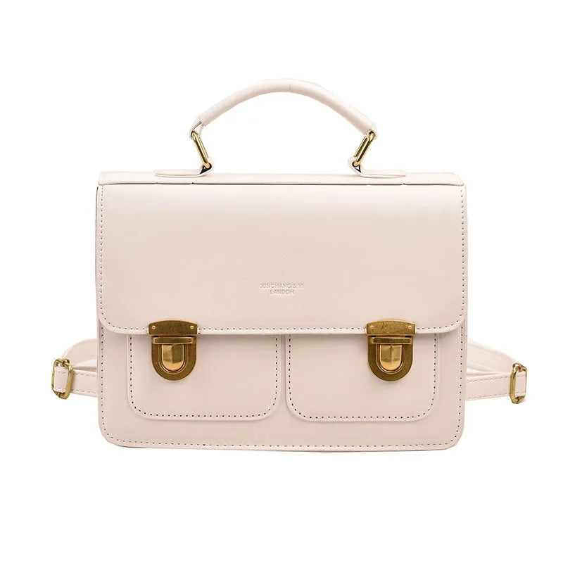 Fashion Preppy Style Women Grils Double Locks PU Backpacks Briefcases Students Colorful HandBags Shoulder Bags