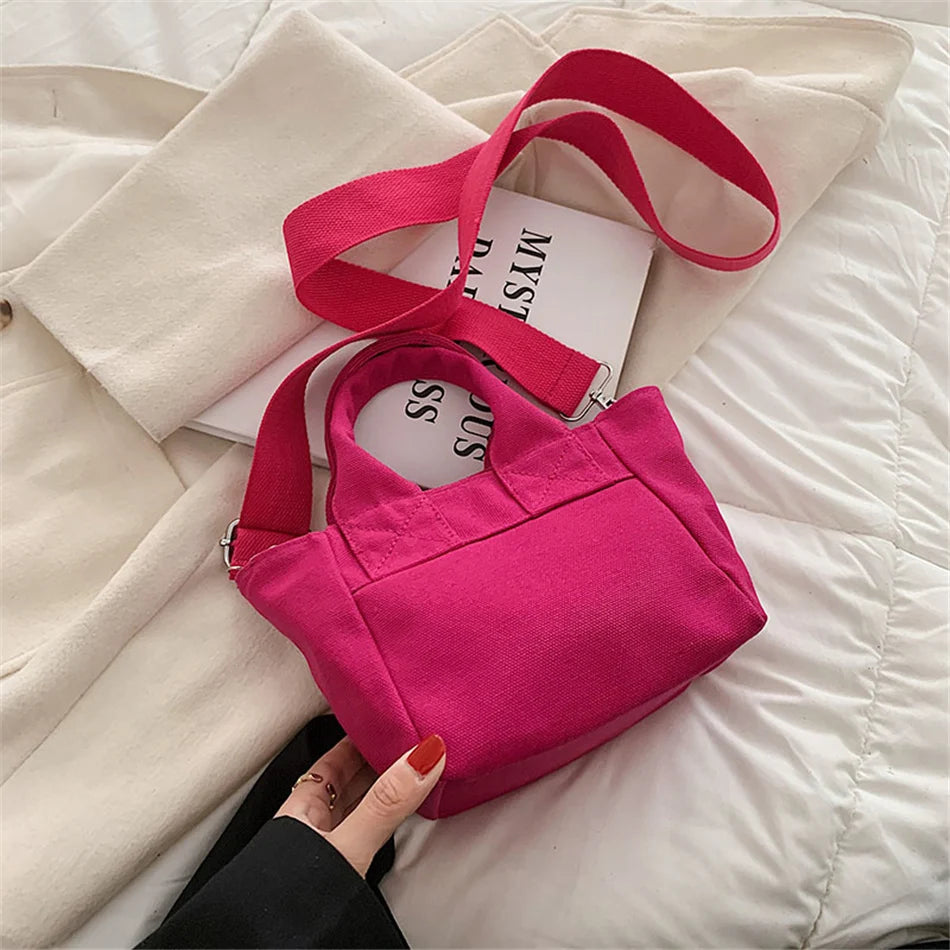 Fashion Small Canvas Tote Bags for Women Large Capacity Shoulder Crossbody Bag Casual Travel Shopping Handbag Sac A Main