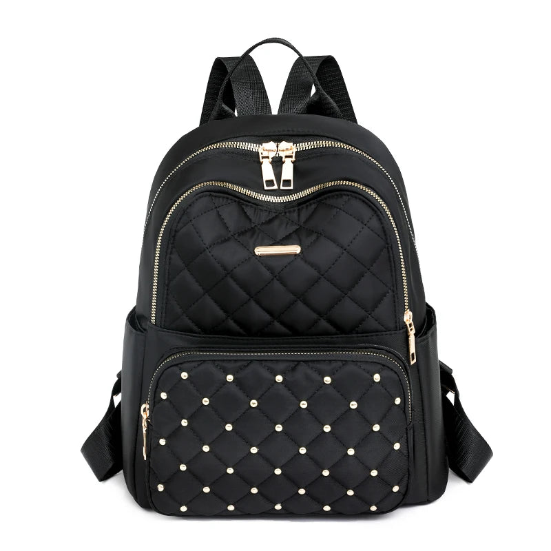 Fashion Solid Color Women Backpacks Rivet Waterproof School Backpacks for Teenagers Girls Female Nylon Travel Bookbag Mochila