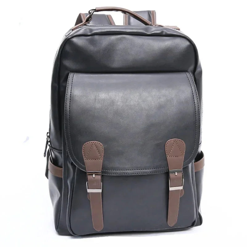 Fashion USB charging men's business leather travel backpack large capacity student school male laptop bag
