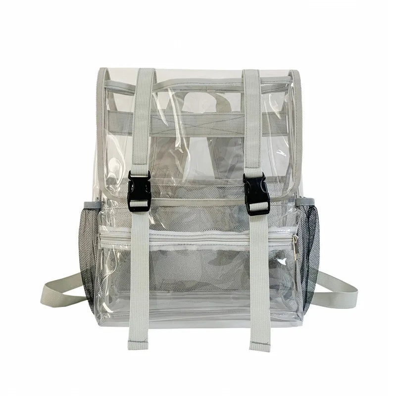 Fashion Unsex Backpacks Women Girls Transparent PVC Backpacks Multiple Pockets Waterproof Pouch Bags ShoulderBags