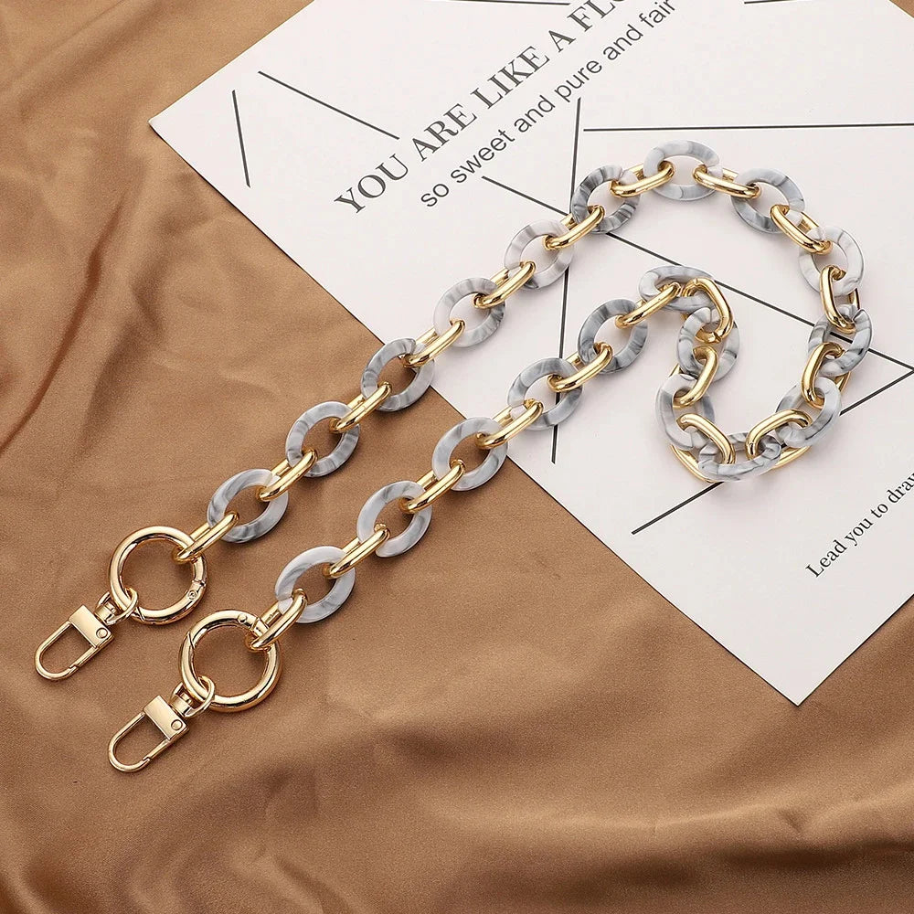 Fashion Versatile Acrylic Handmade Chain Women's Bag Metal Accessories Single Shoulder Strap