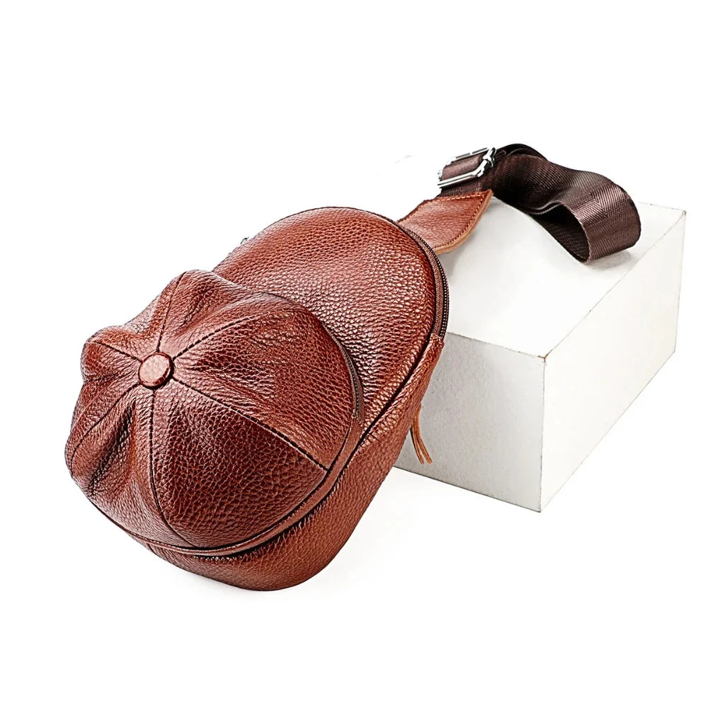 Fashion Versatile Cowl Shoulder Messenger Genuine Leather Men's Chest Bag