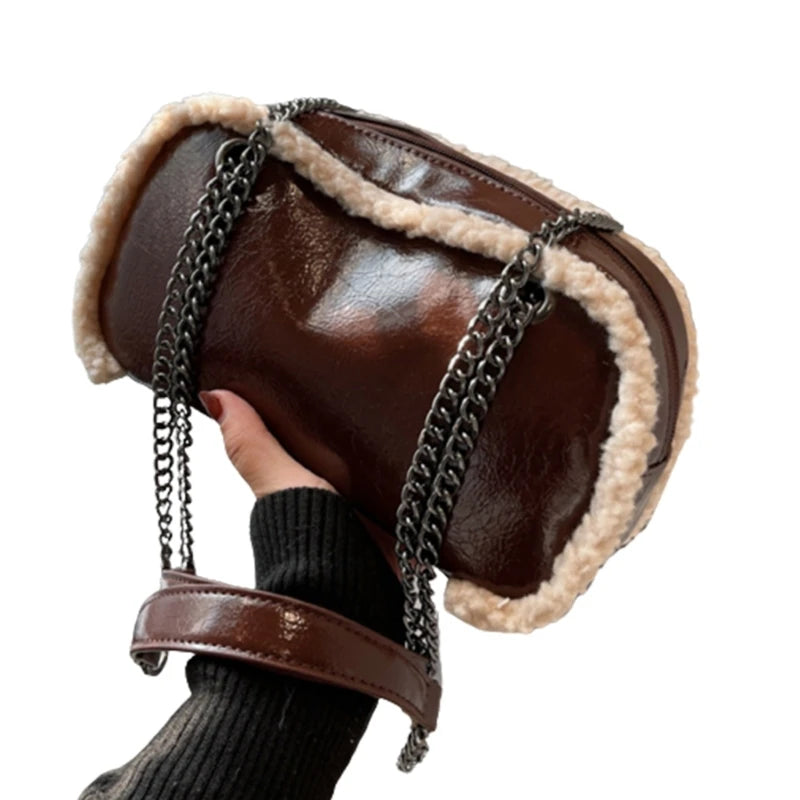 Fashion Women PU Bag Winter Shoulder Bags Crossbody Handbag