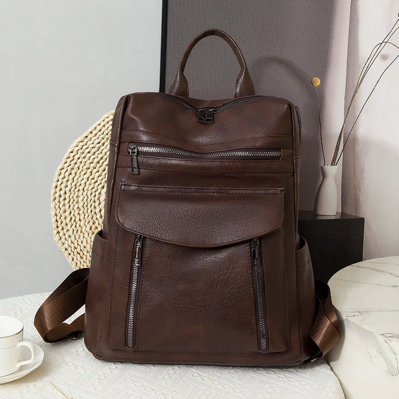 Fashion Women's Backpack Luxury Designer Ladies Large Capacity Backpacks For School Teenagers High Quality Leather Travel Bags