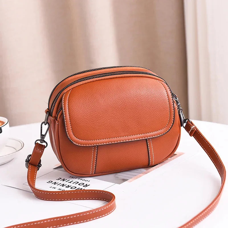 Fashion new women's shoulder simple leather messenger high quality female phone crossbody small handbag