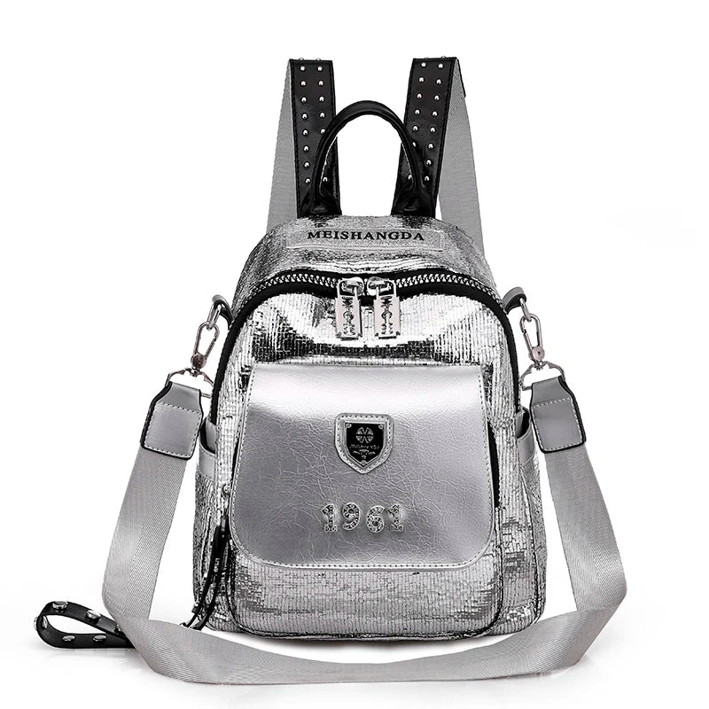 Fashionable And Shiny Backpacks With Multifunctional And Large Capacity Rivet Design Luxurious Women's Travel Backpack Mochilas