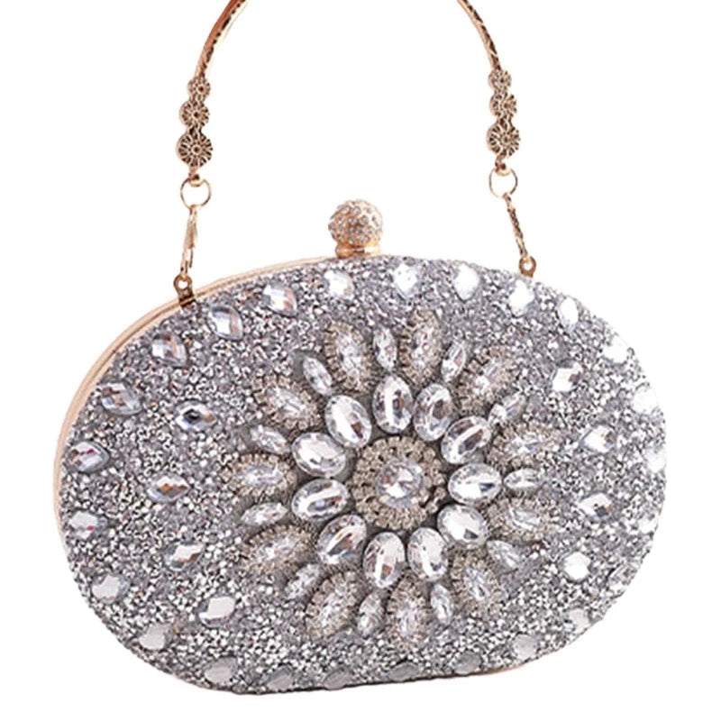 Fashionable Clutch with Dazzlings Diamond Accents Dress Bag Trendy Party Bags