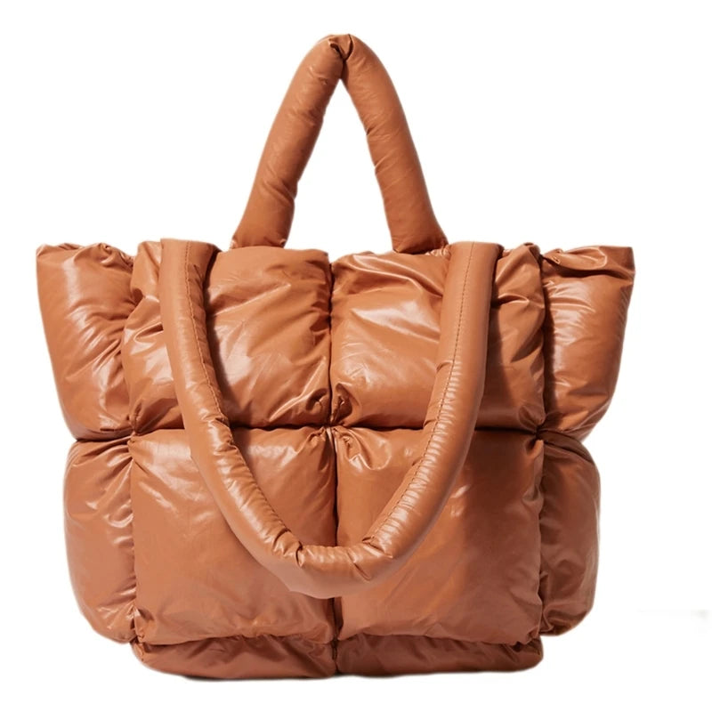 Fashionable Puffer Cotton Padded Tote Purse for Women Shoulder Bag Fashionable and Comfortable Handbag
