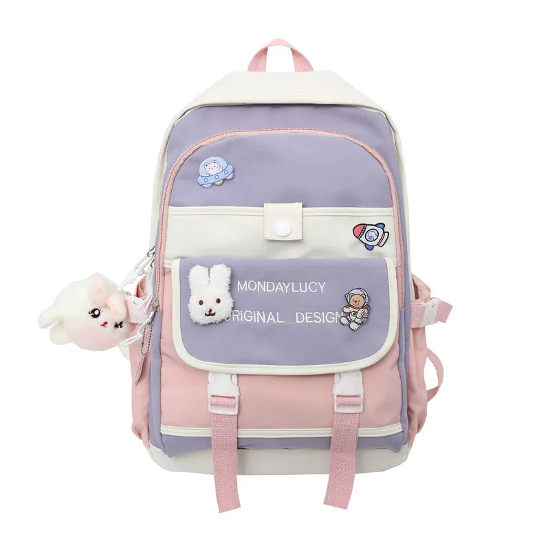 Female Cute Purple College Backpack Girl Travel Harajuku School Bag Laptop Ladies Kawaii Backpack Fashion Women Book Bags Trendy