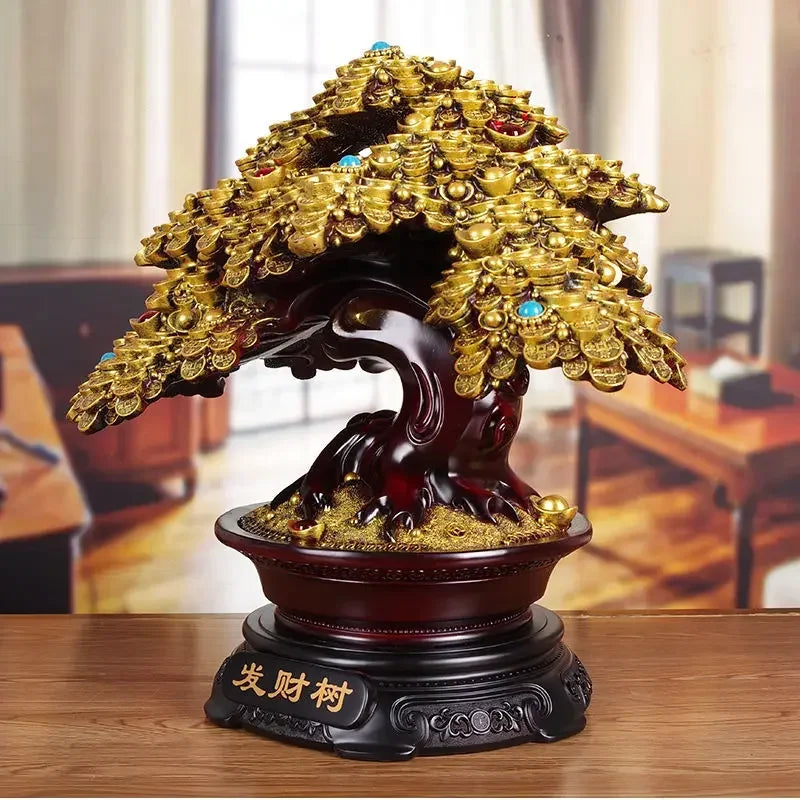 Feng Shui Fortune Lucky Tree Ornament Store Opening Gifts Living Room Store Decor Sculptures