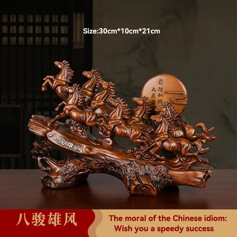 Feng Shui Good Fortune Toad Horse Elephant Figurine Statue Gold Tree Desk Bookshelf Wine Cabinet Ornament Living Room Decoration