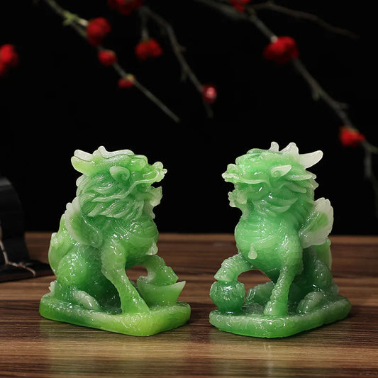 Feng Shui Kylin Statues Lion Mascot Lucky Figurine To Attracting Wealth/ Ward Off Evil Energy Home Decoration Ornaments Gift