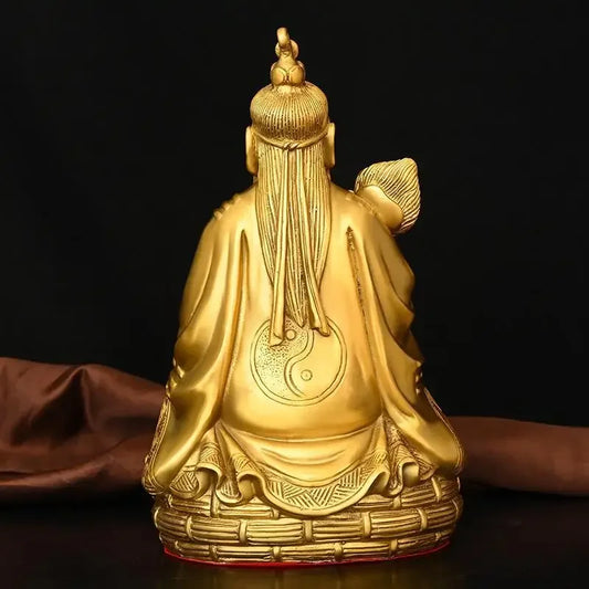 Feng Shui Pure Brass Taishang Laojun Statue Home Offerings Heavenly Zun Laozi Bronze Worship Ancestral Master Statue