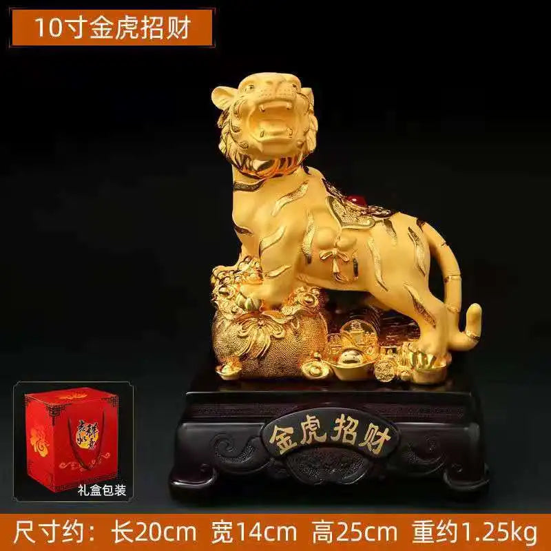 Feng Shui resin golden Tiger statue Home decoration accessories zodiac cattle home decor Office, hotel decor