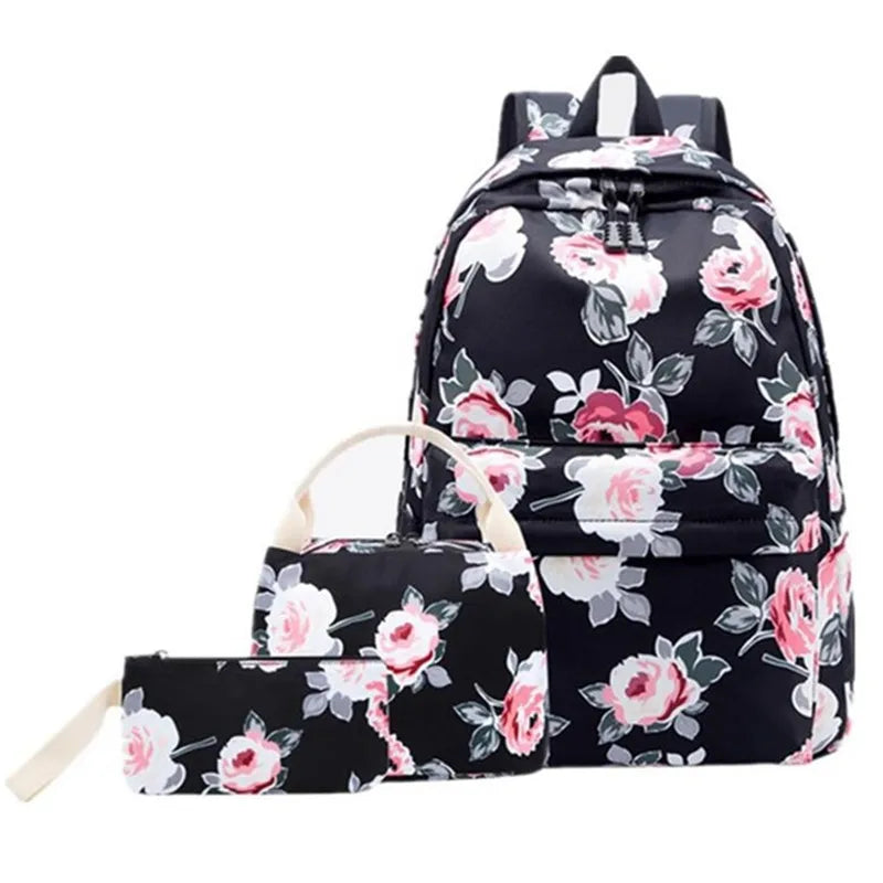 Fengdong 3pcs/set kids vintage school backpack bag set school bags for teenage girls polka dot backpacks for children bookbag