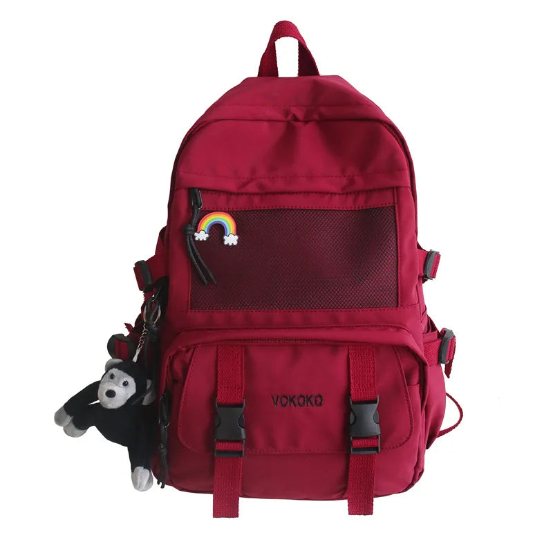 Fengdong Waterproof Nylon School Backpack For Girls Women Travel Backpack Large Capacity College Student Bookbag laptop backpack